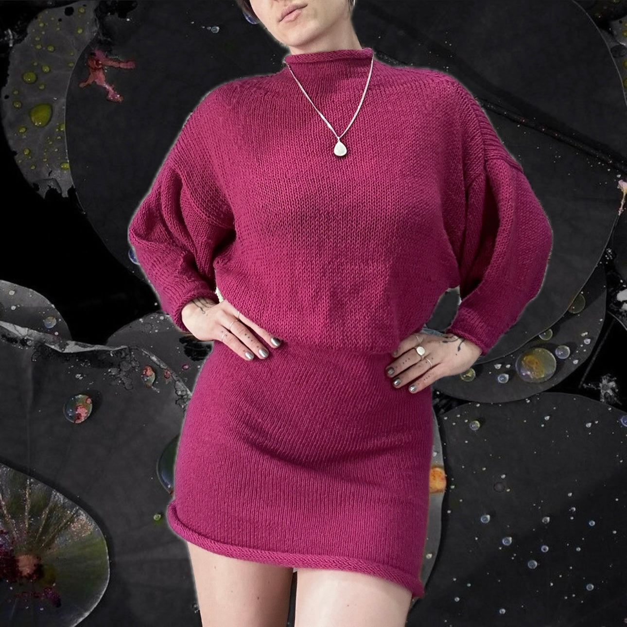 Geranium Turtleneck Sweater Dress Knitting Pattern