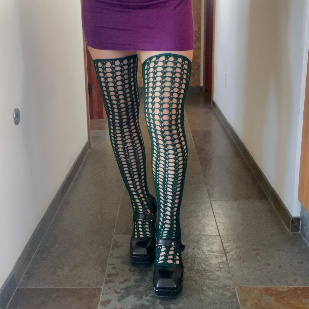 Dahlia Lace Thigh High Socks Pattern