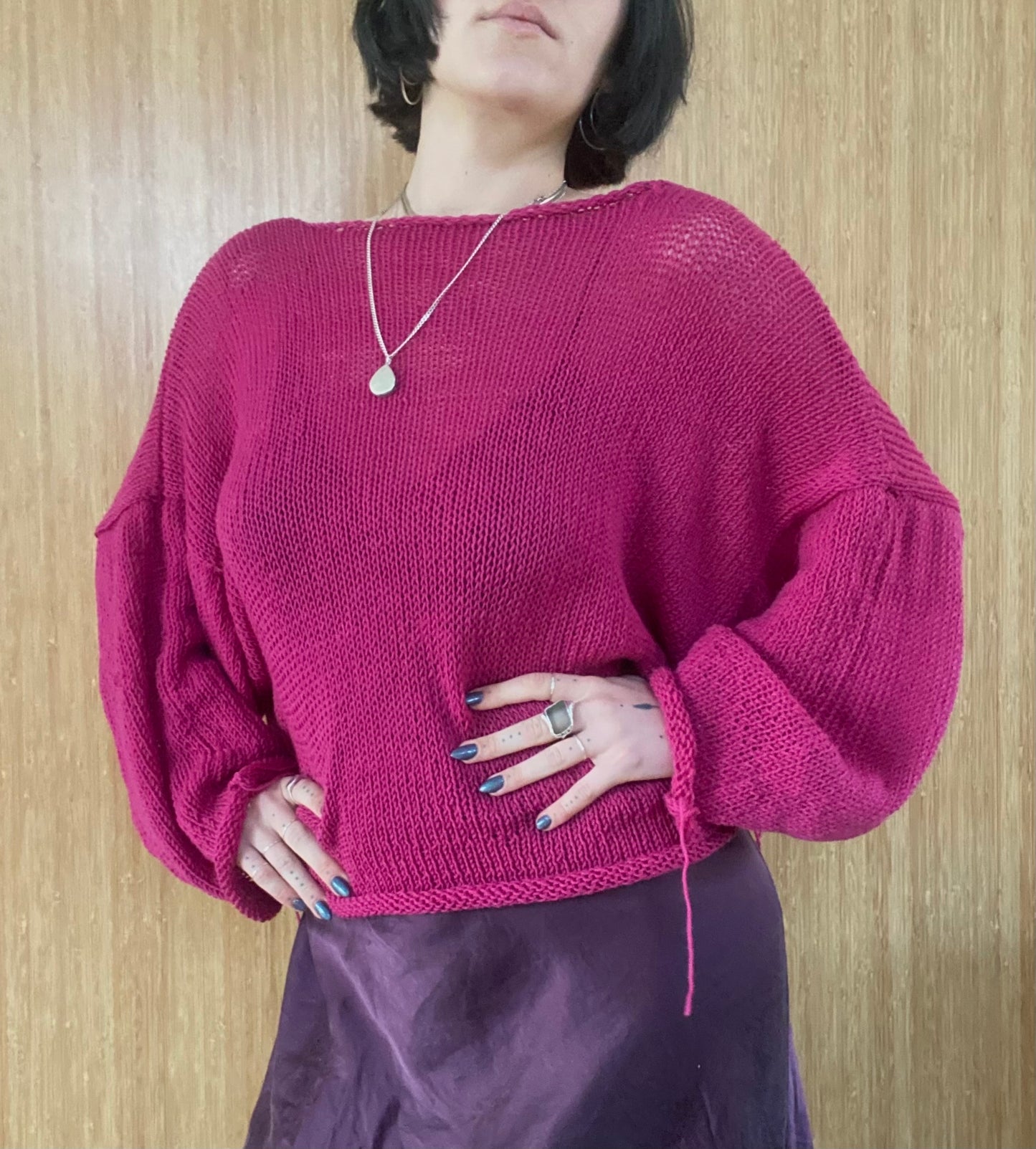 Fuschia Cozy Oversized Knit Sweater Pattern