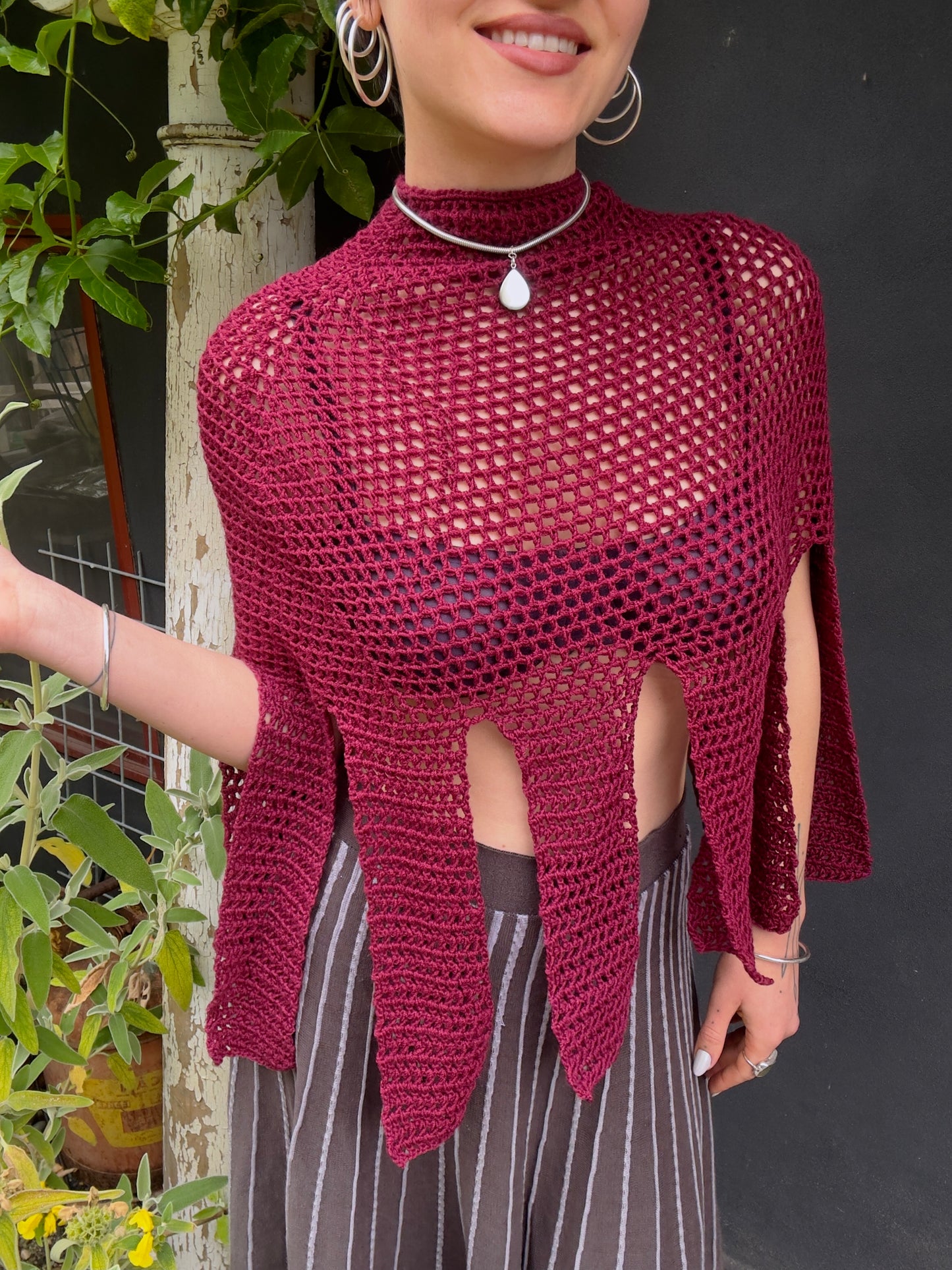 Medusa Mesh Mockneck Capelet