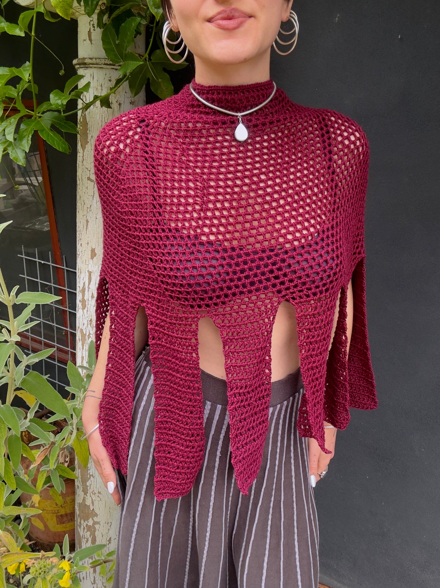 Medusa Mesh Mockneck Capelet