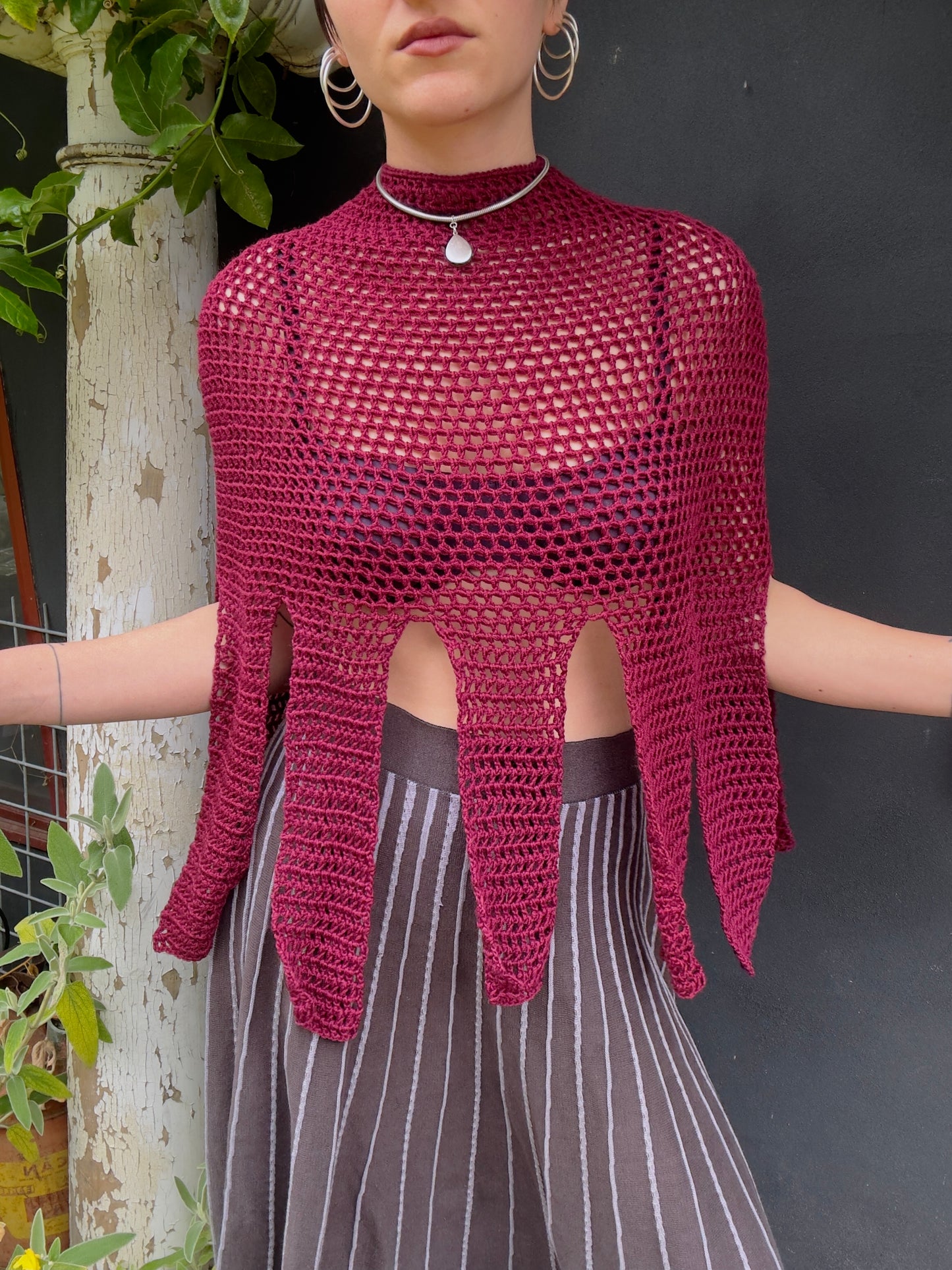 Medusa Mesh Mockneck Capelet