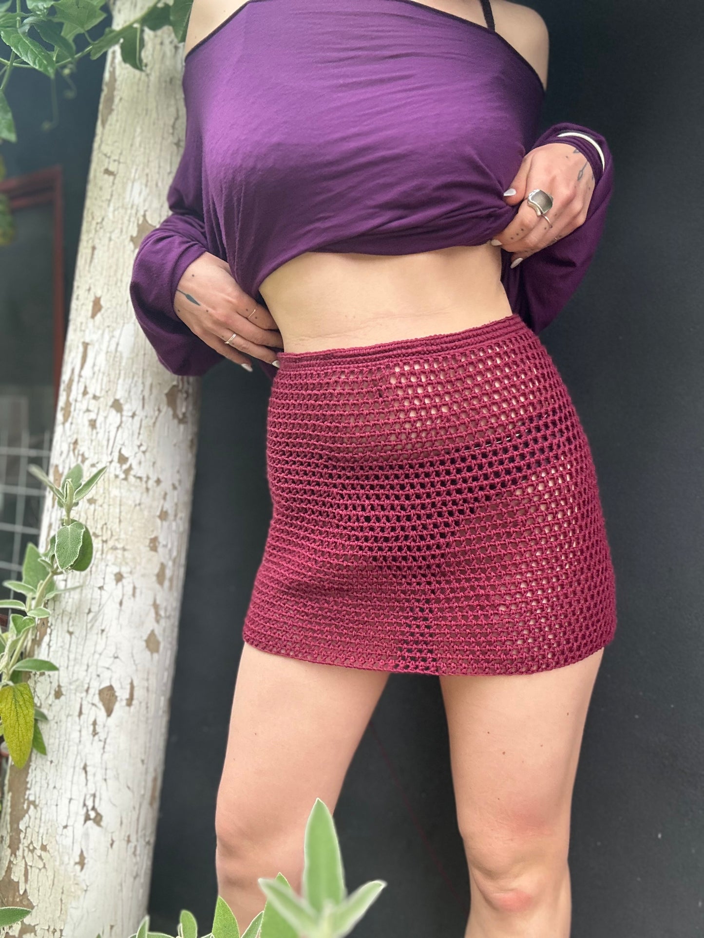 Rosea High Rise Mesh Mini Skirt Crochet Pattern