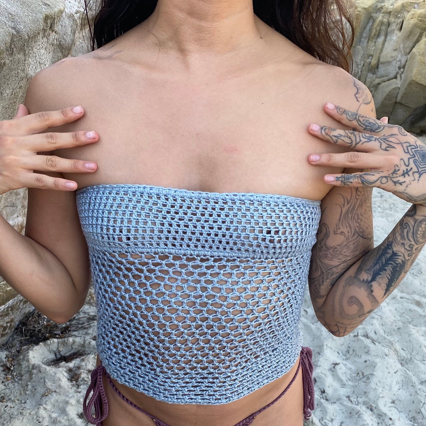Seaglass Mesh Crochet Tube Top