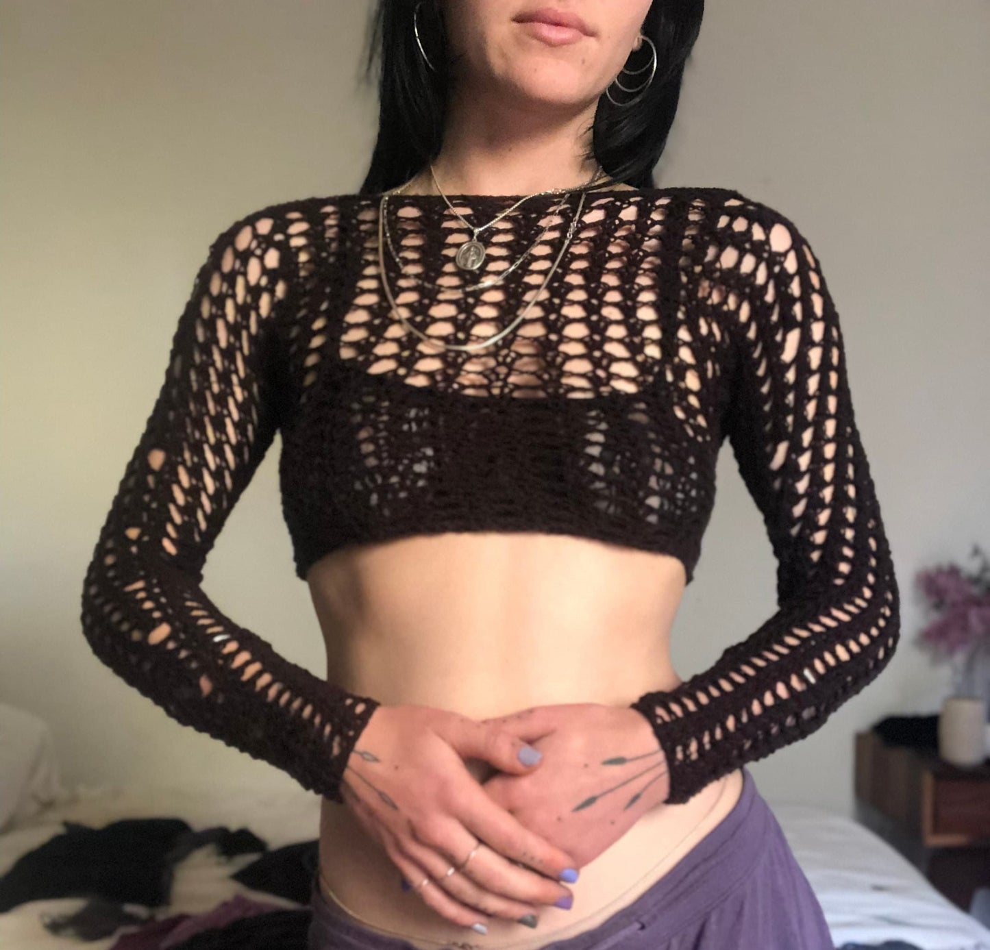 The Carob Lace Longsleeve Crop Top Crochet Pattern