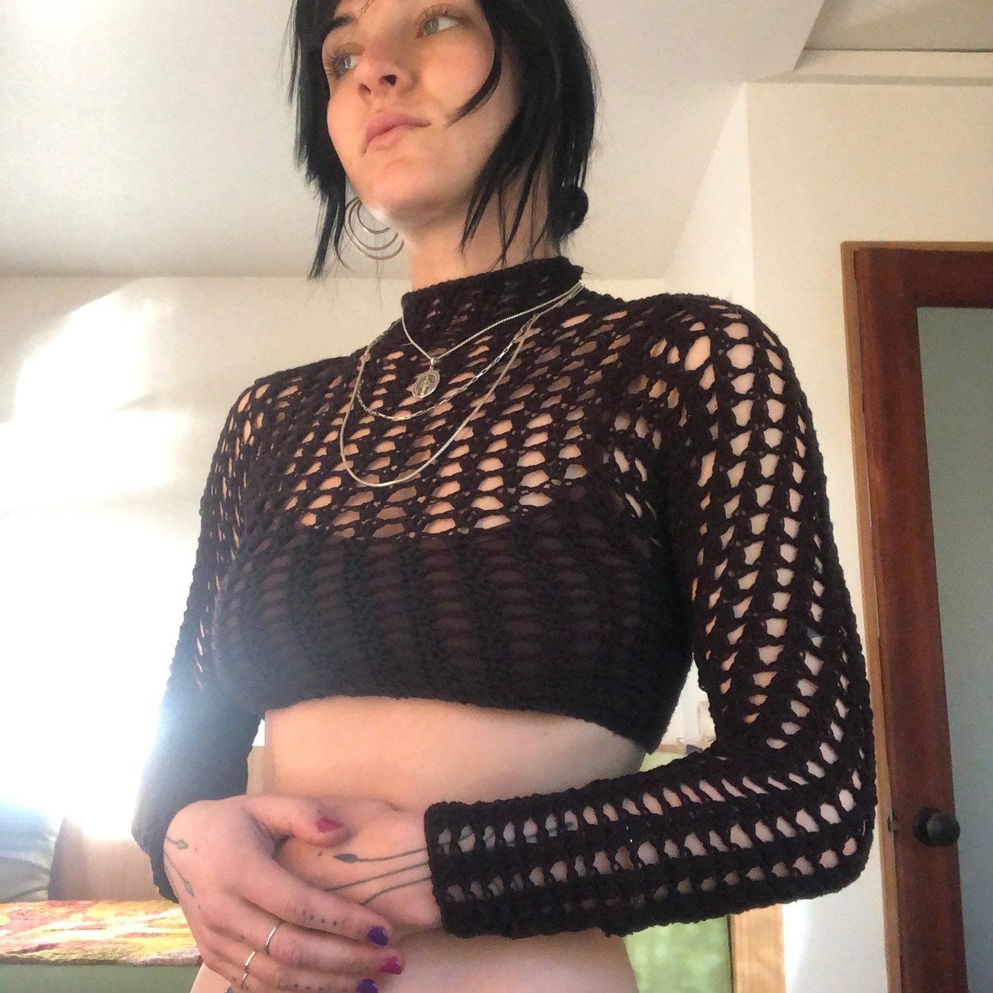 The Cacao Lace Longsleeve Crop Top Crochet Pattern