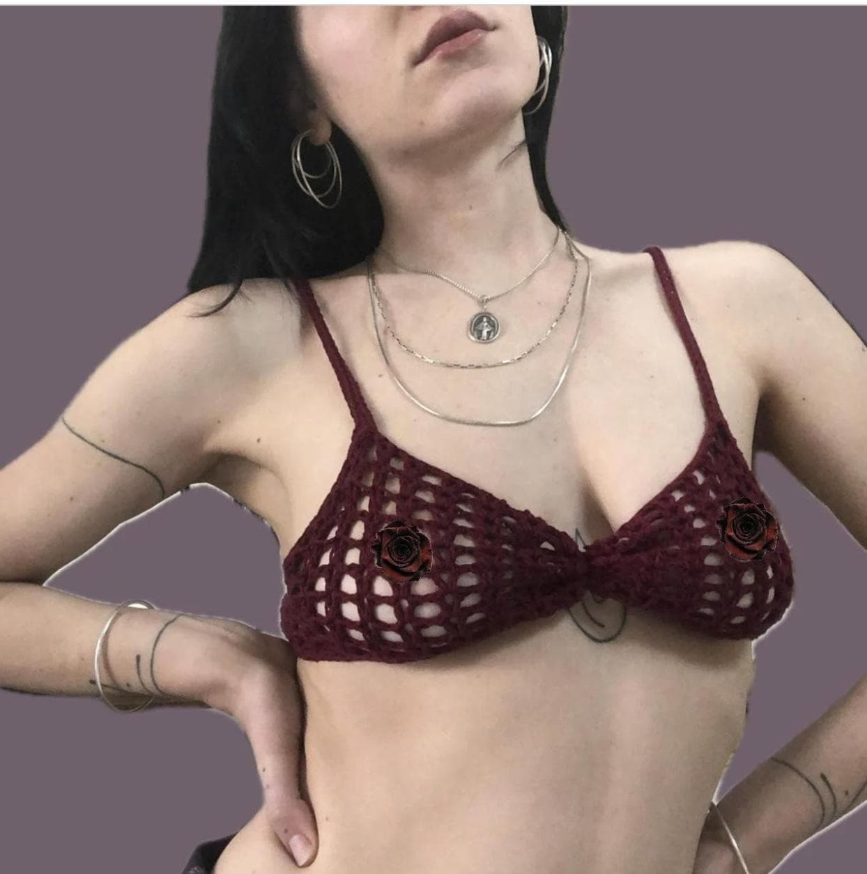Cherry Lace Crochet Bralette