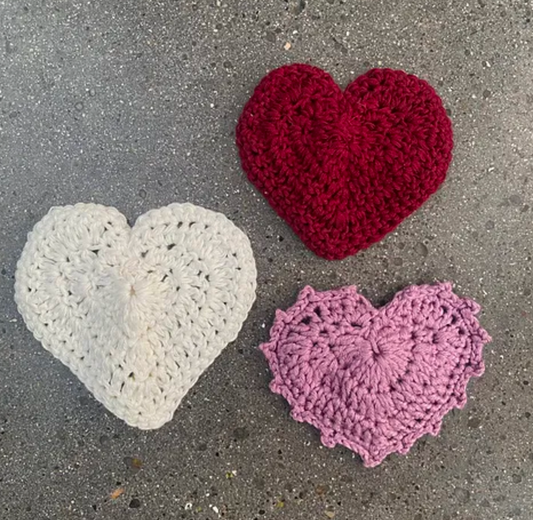 Loving Heart Crochet Applique / Coaster