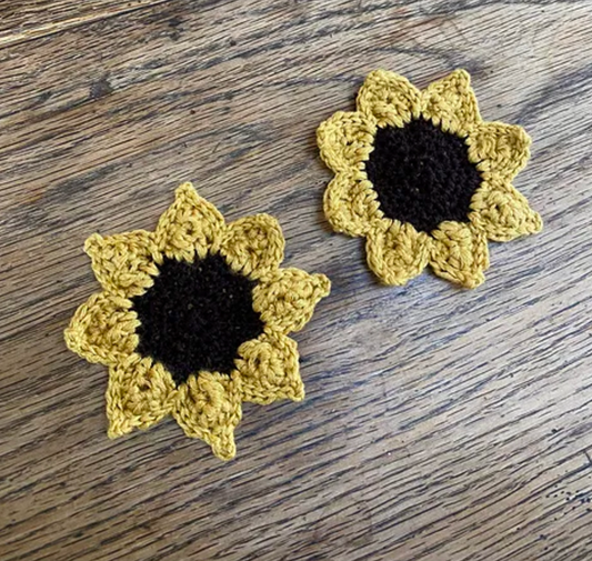 Sunflower Crochet Applique / Coaster