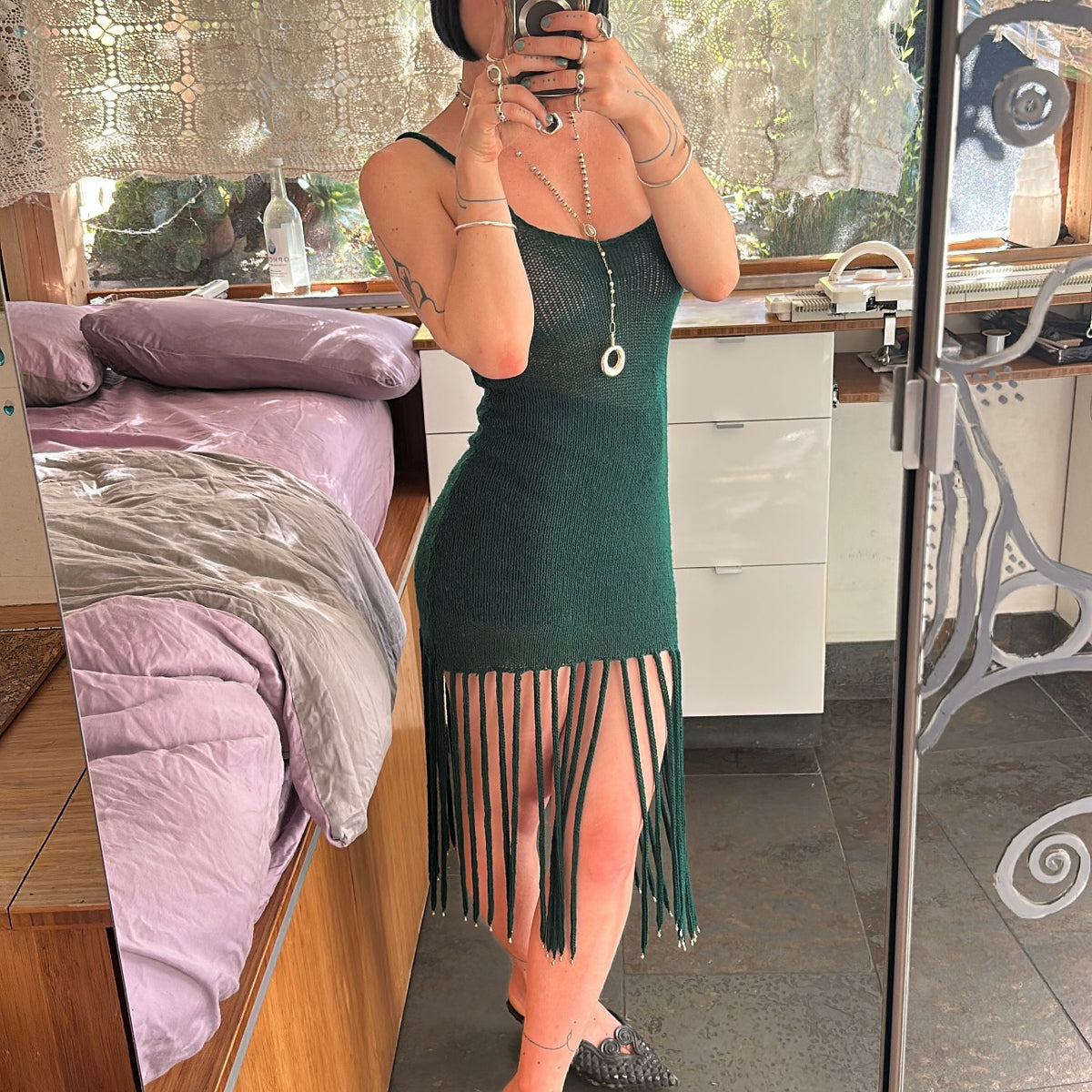 Medeina Knit Tassel Mini Dress