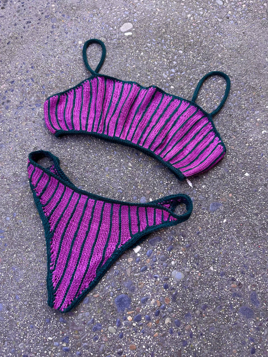 Elina Striped Knit Thong
