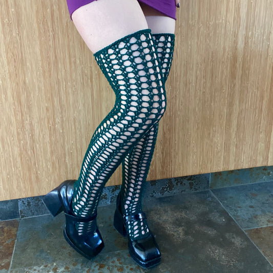 Dahlia Lace Thigh High Socks Pattern