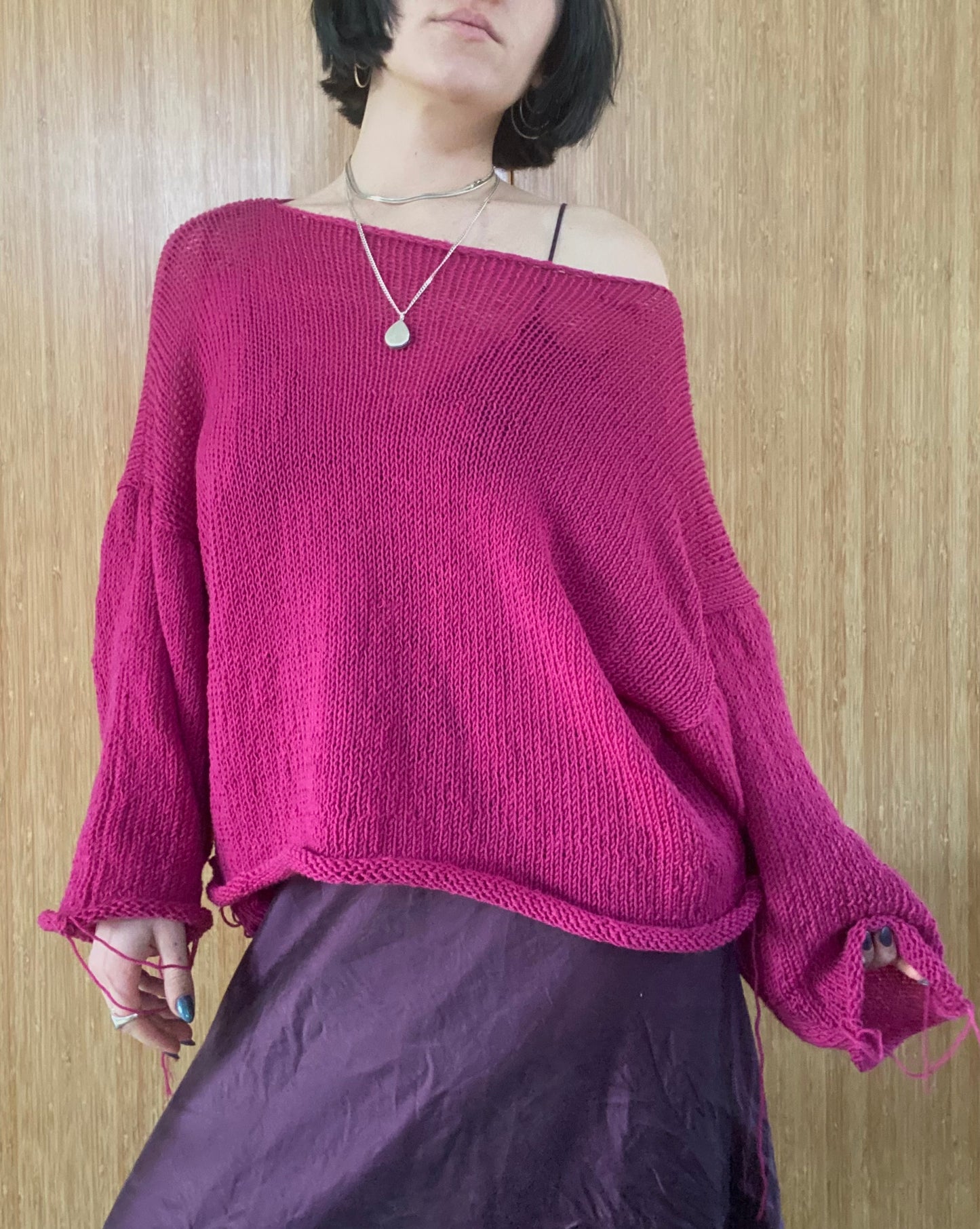 Fuschia Cozy Oversized Knit Sweater Pattern