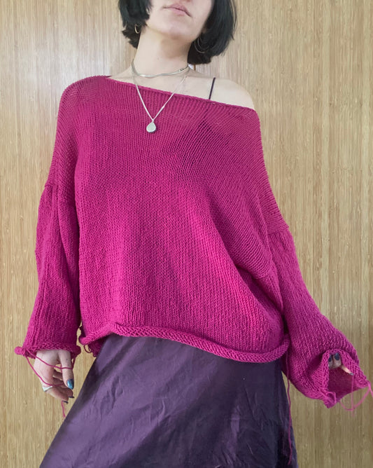 Fuschia Cozy Oversized Knit Sweater Pattern