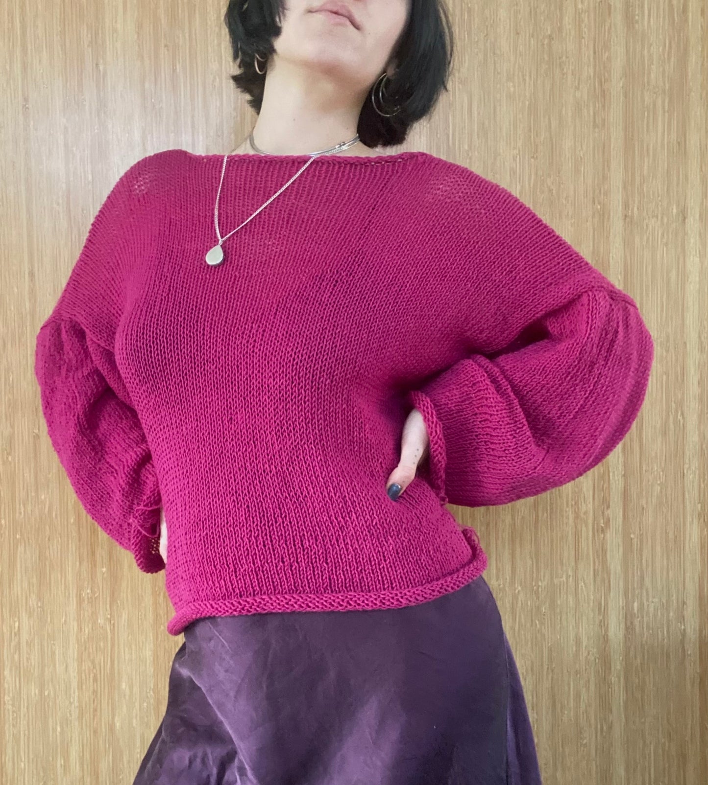 Fuschia Cozy Oversized Knit Sweater Pattern