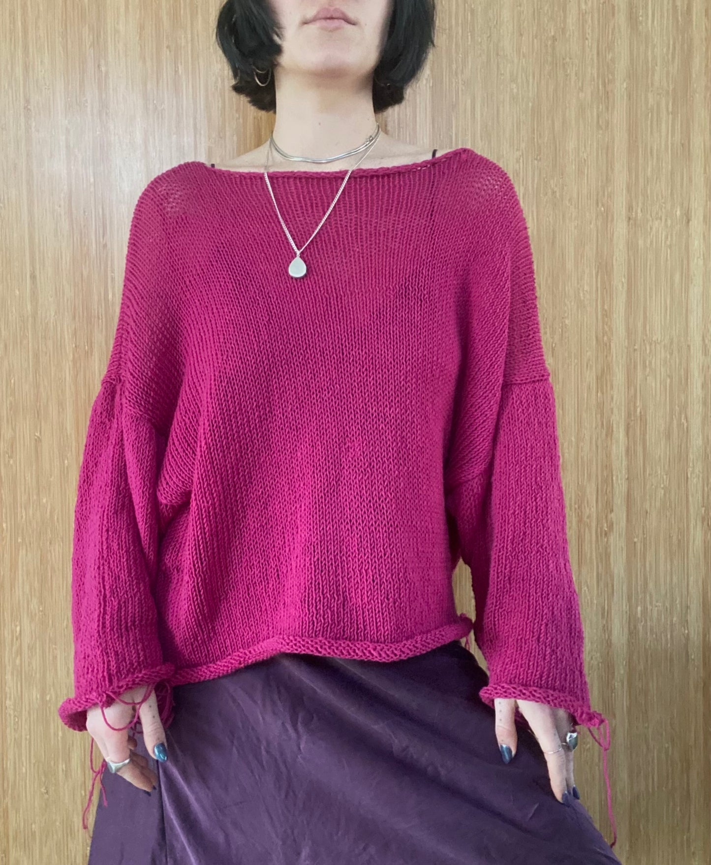 Fuschia Cozy Oversized Knit Sweater Pattern