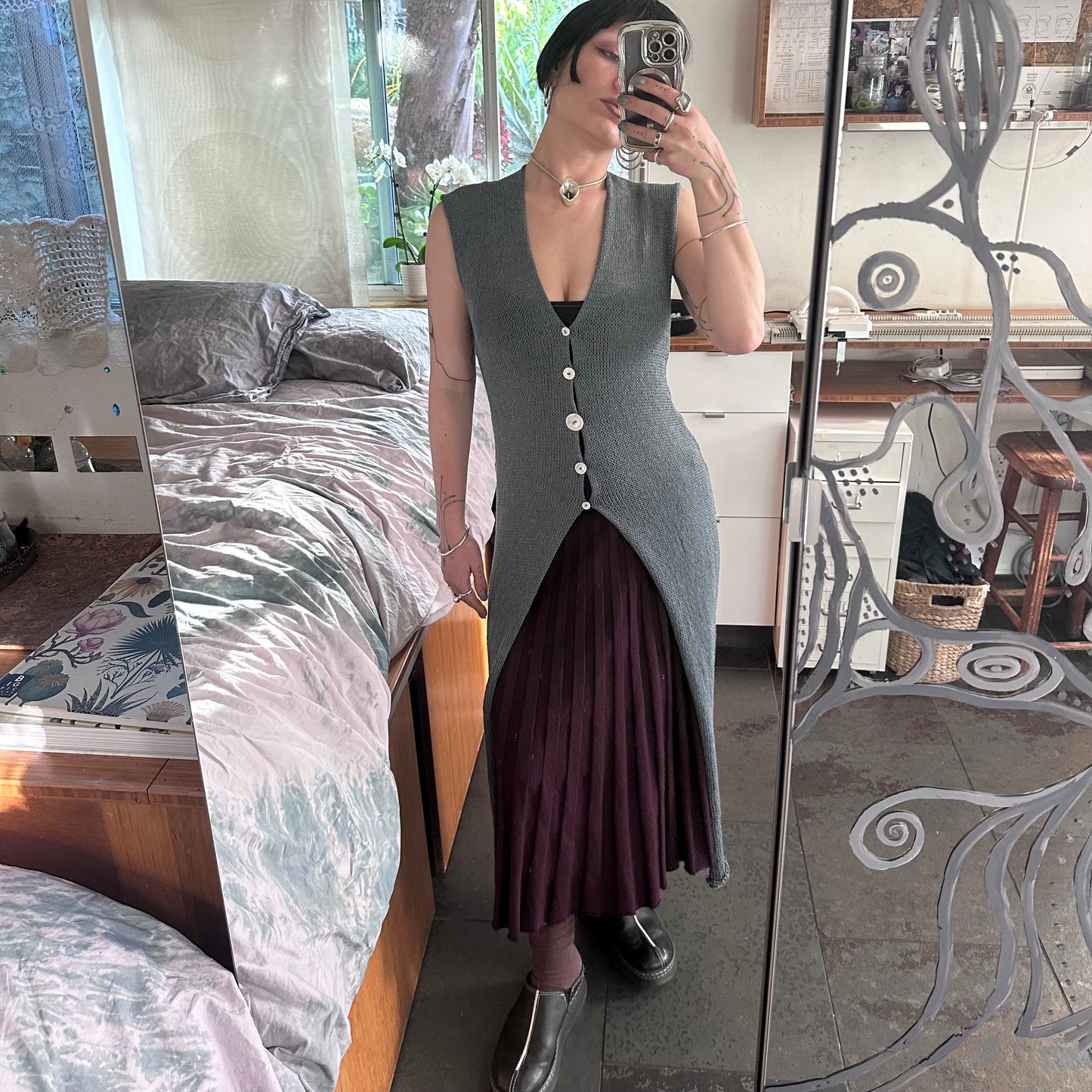 Lada Knit Long Sleeveless Cardigan
