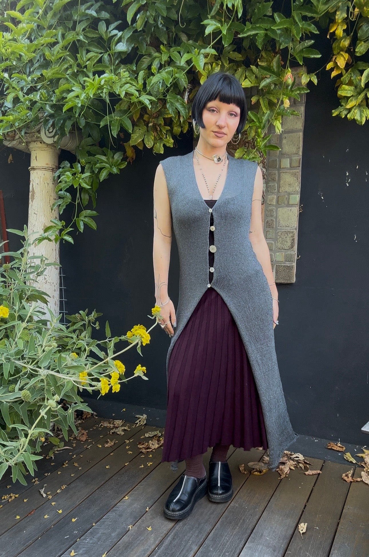 Lada Knit Long Sleeveless Cardigan
