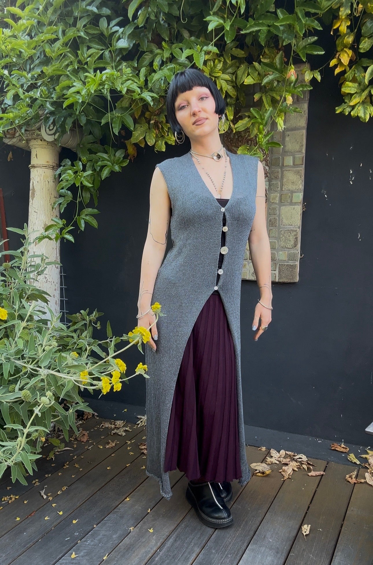 Lada Knit Long Sleeveless Cardigan