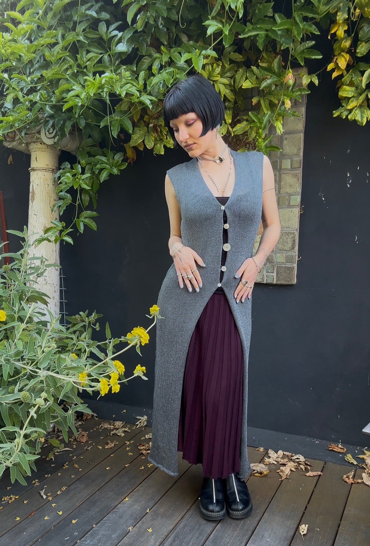 Lada Knit Long Sleeveless Cardigan