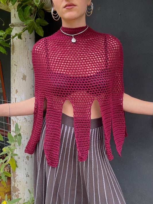 Medusa Crochet Mesh Mockneck Capelet