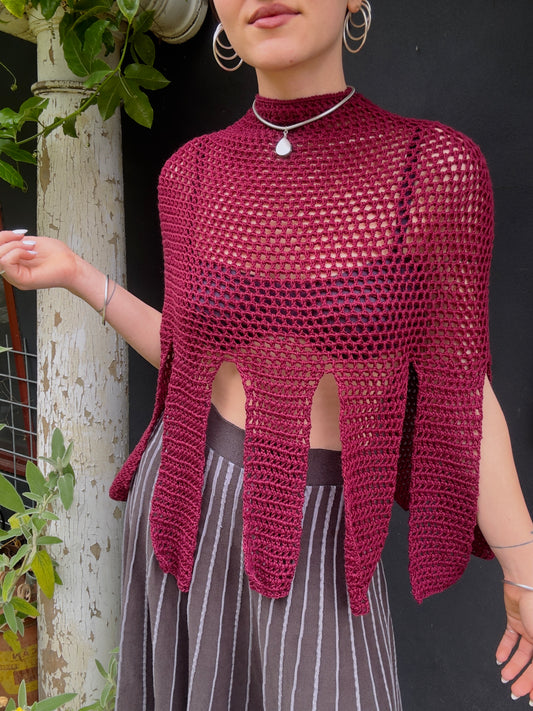 Medusa Mesh Mockneck Capelet
