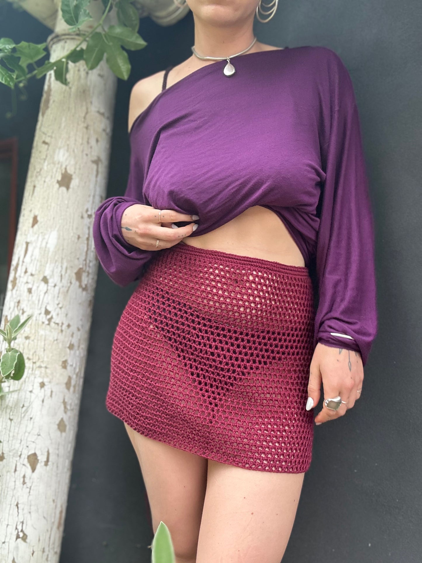 Rosea High Rise Mesh Mini Skirt Crochet Pattern