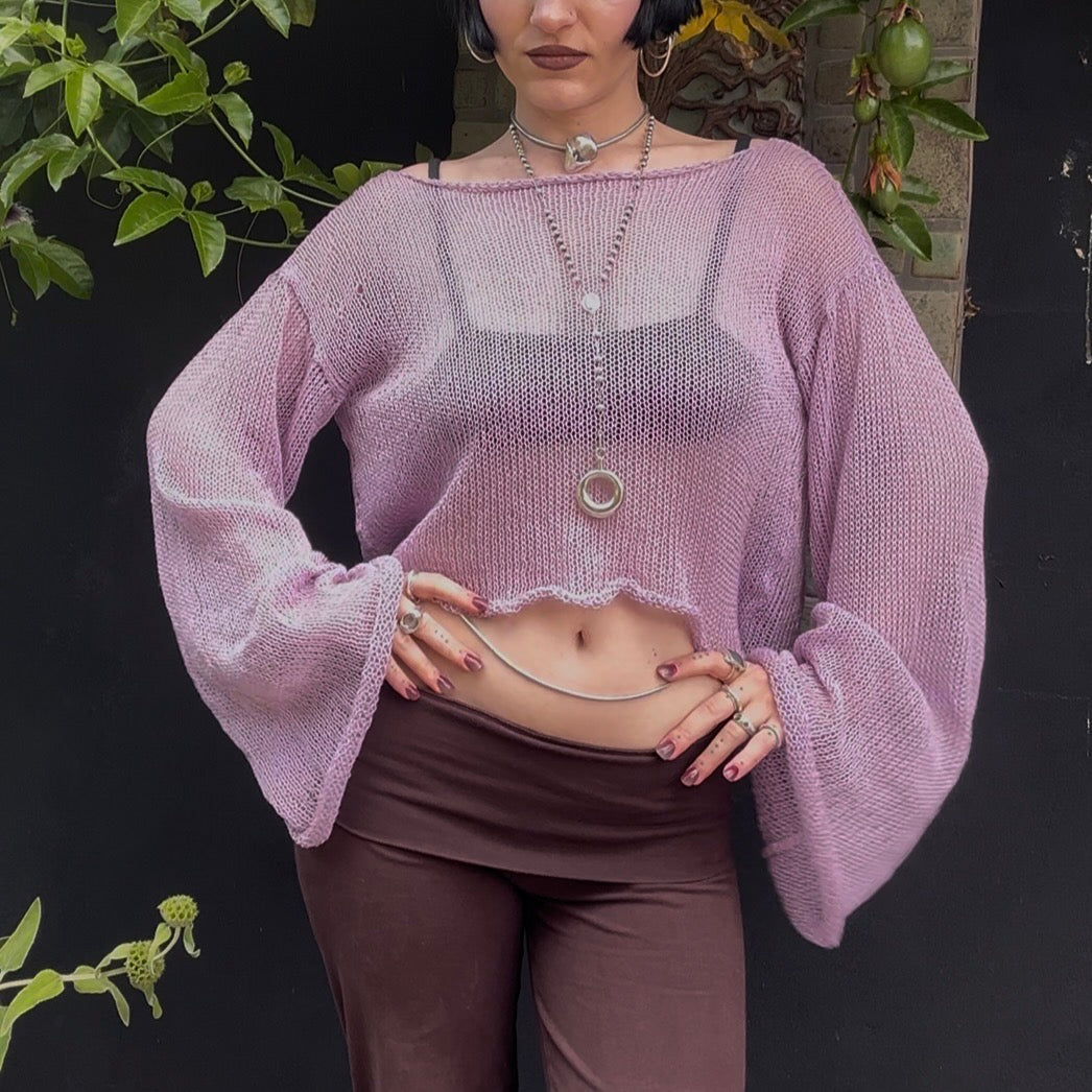 Hessea Knit Crop Sweater Top *