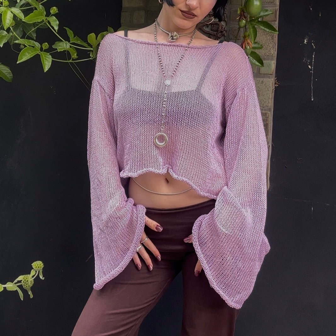 Hessea Knit Crop Sweater Top *