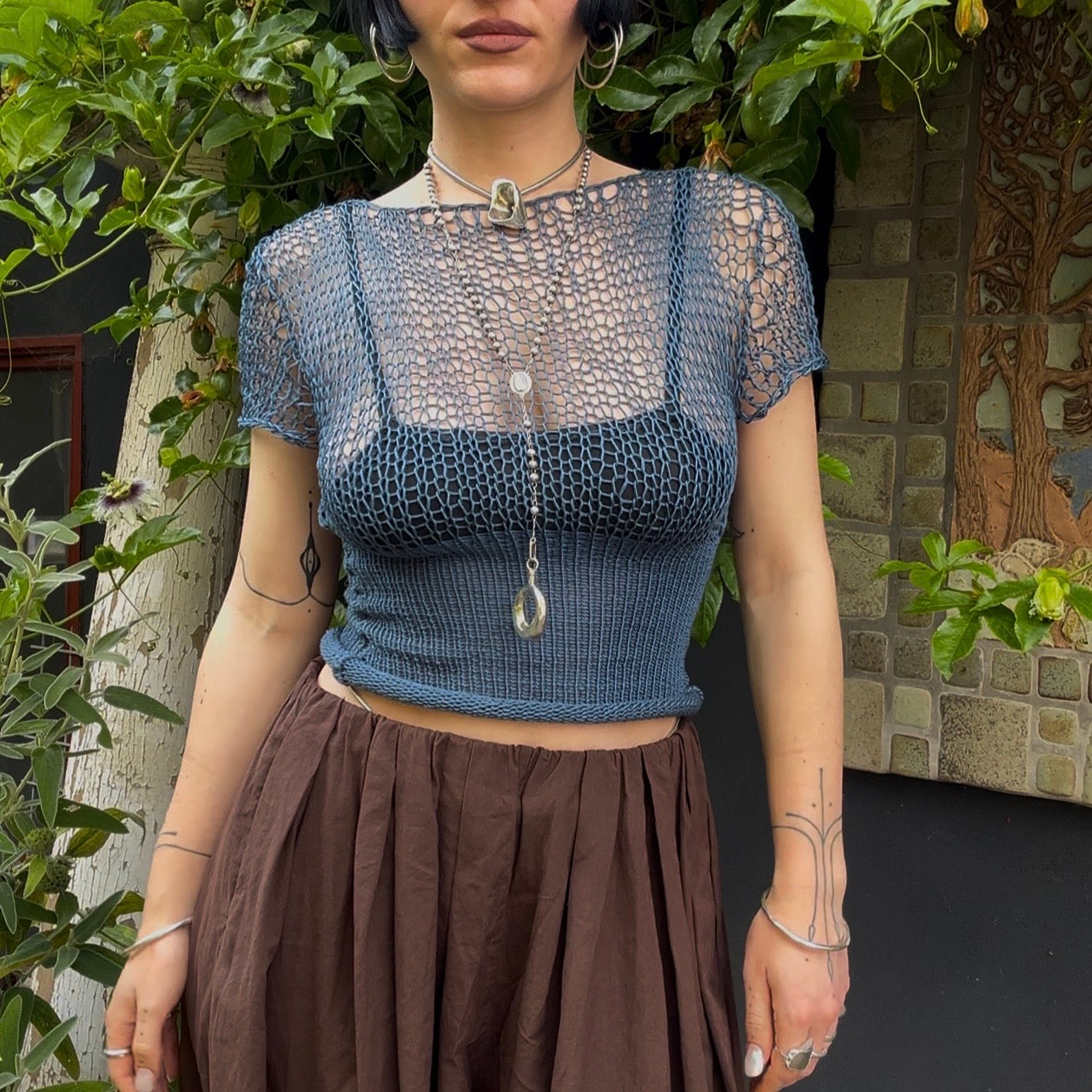 Myscelia Knit Crop Tee Top *