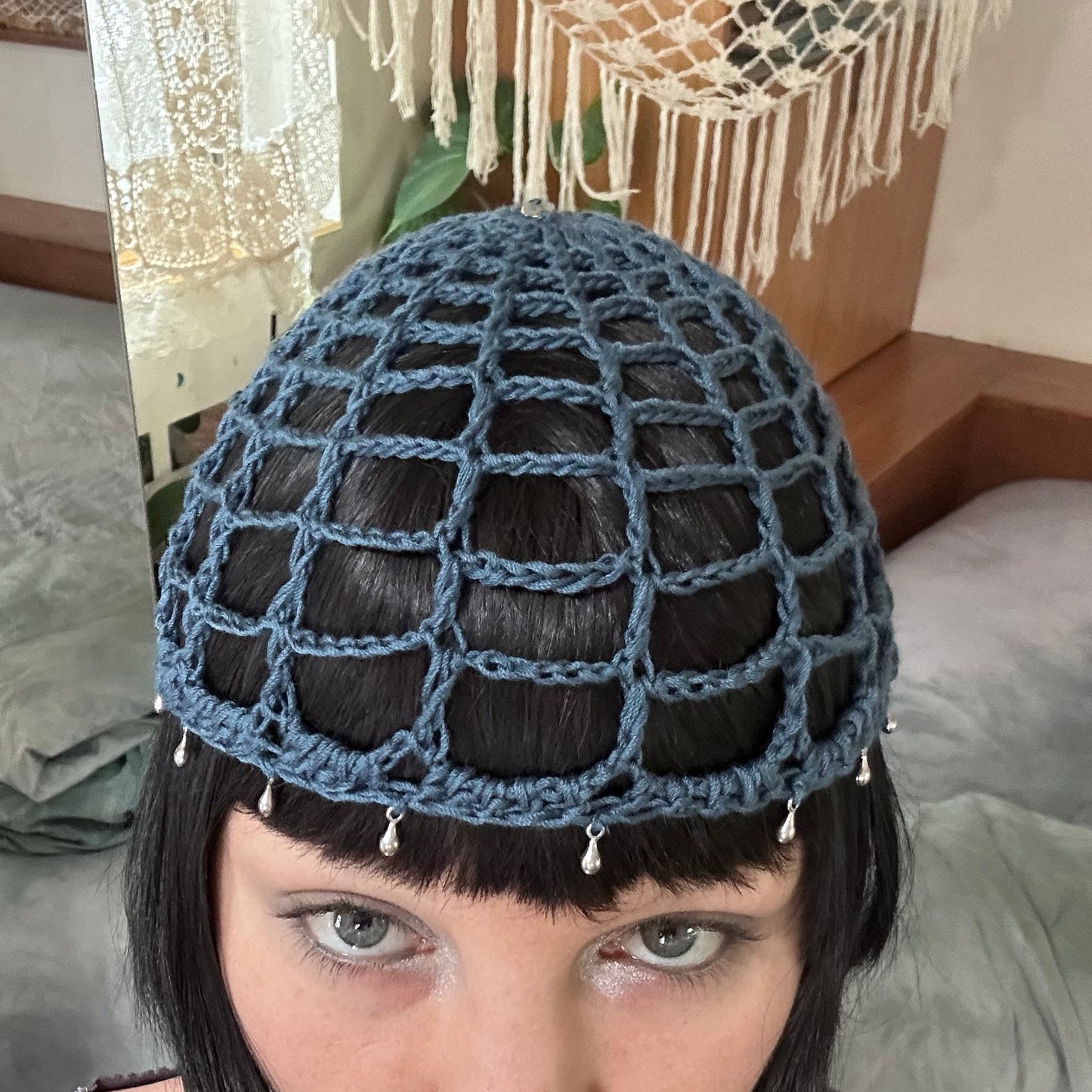 Cyanea Mesh Crochet Scullcap Hat *