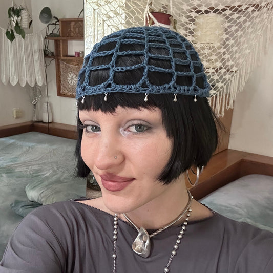 Cyanea Mesh Crochet Scullcap Hat *