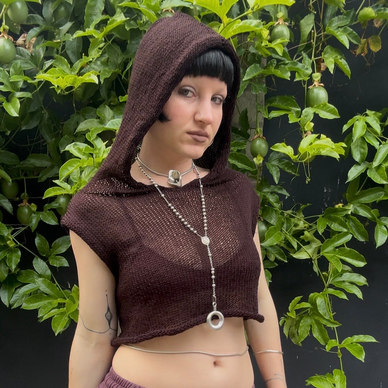 Kaniska Knit Hooded Crop Top