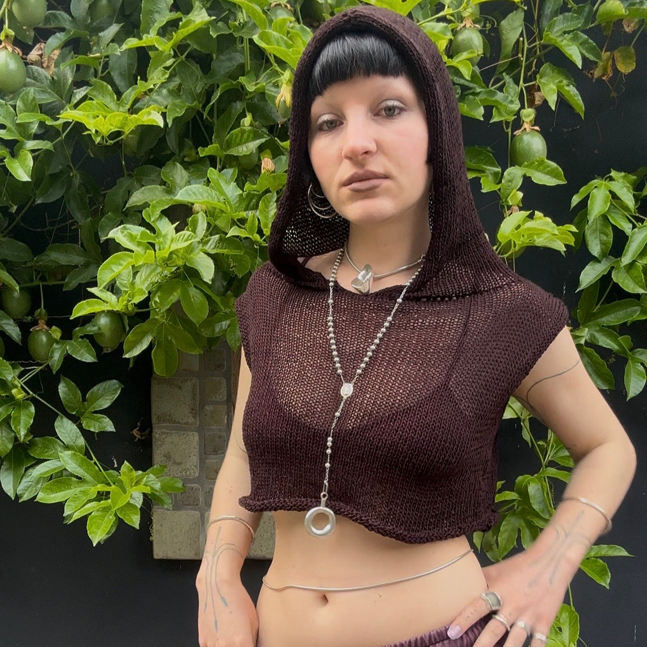 Kaniska Knit Hooded Crop Top