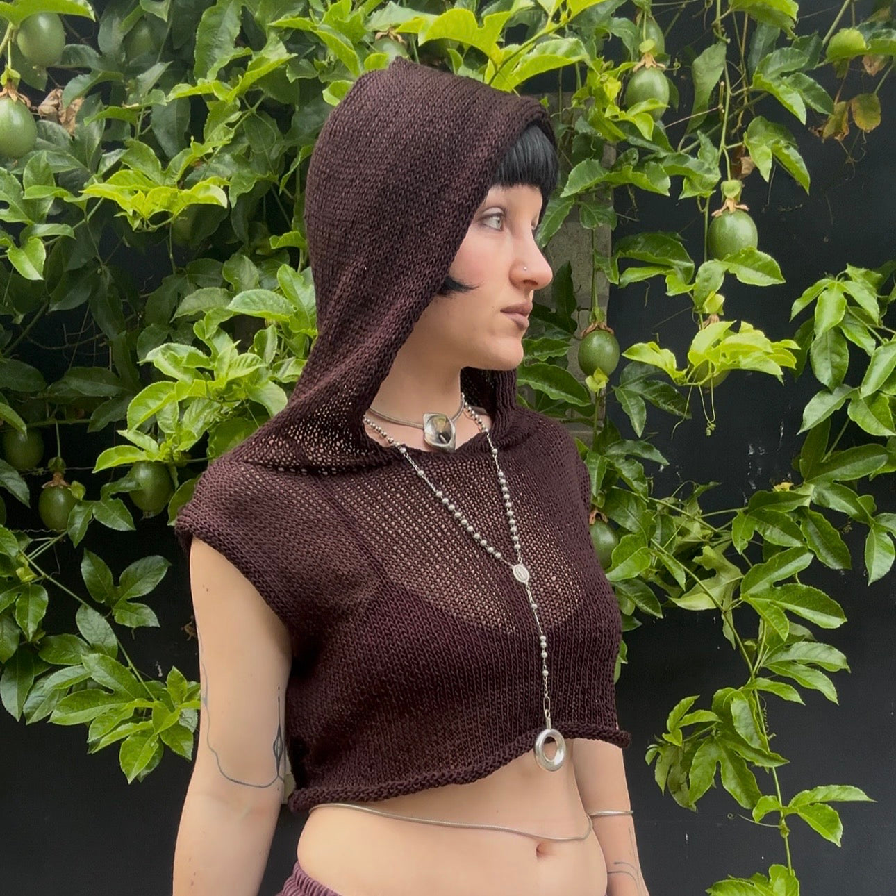 Kaniska Knit Hooded Crop Top