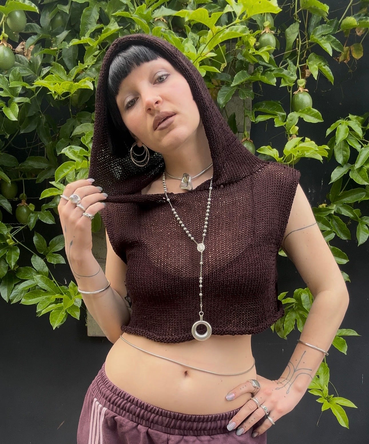 Kaniska Knit Hooded Crop Top
