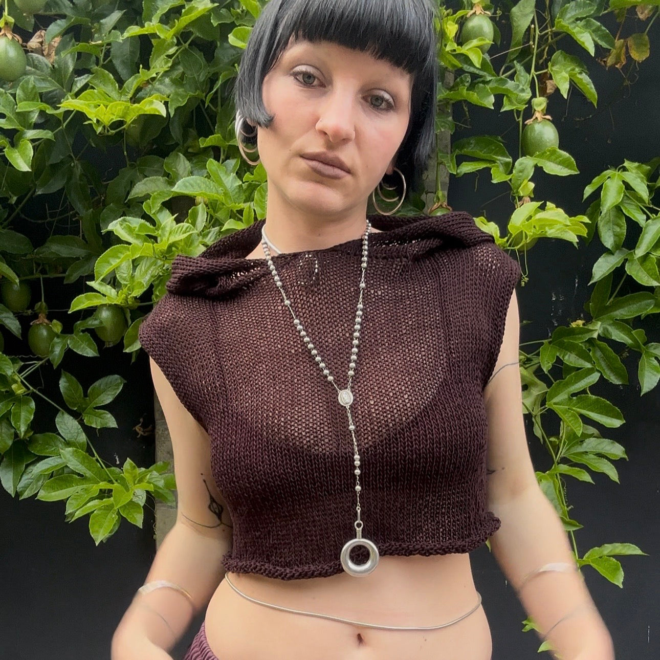 Kaniska Knit Hooded Crop Top