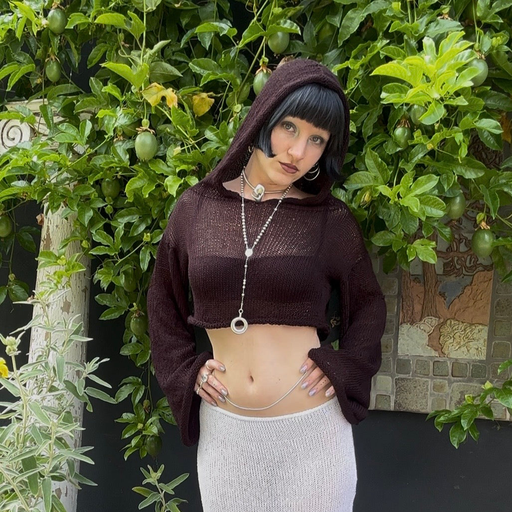 Orestiad Knit Hooded Crop Sweater