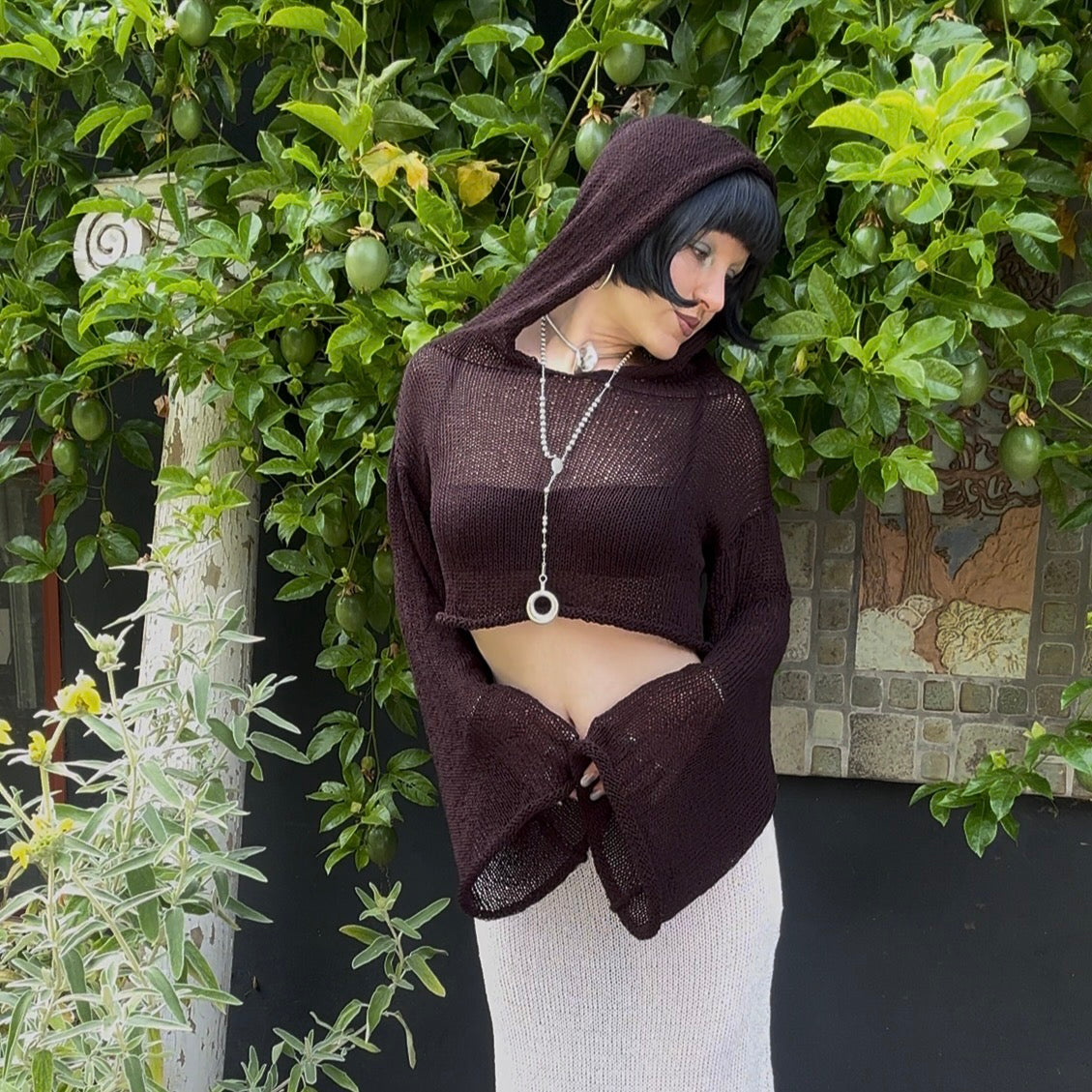 Orestiad Knit Hooded Crop Sweater