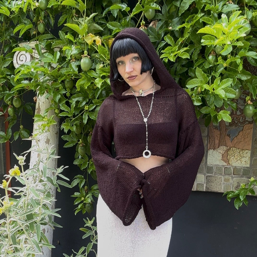 Orestiad Knit Hooded Crop Sweater