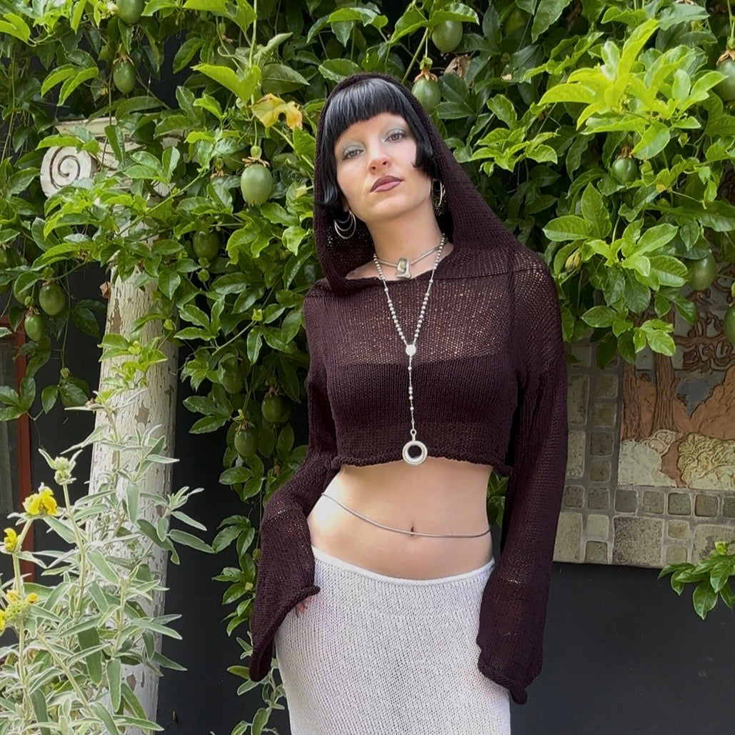Orestiad Knit Hooded Crop Sweater