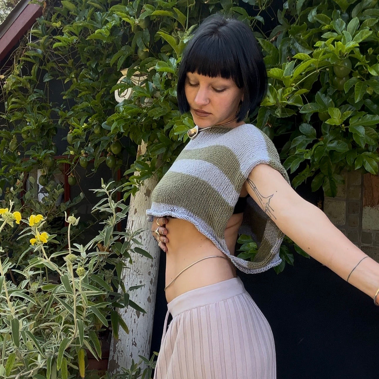 Lymphae Knit Striped Crop Top