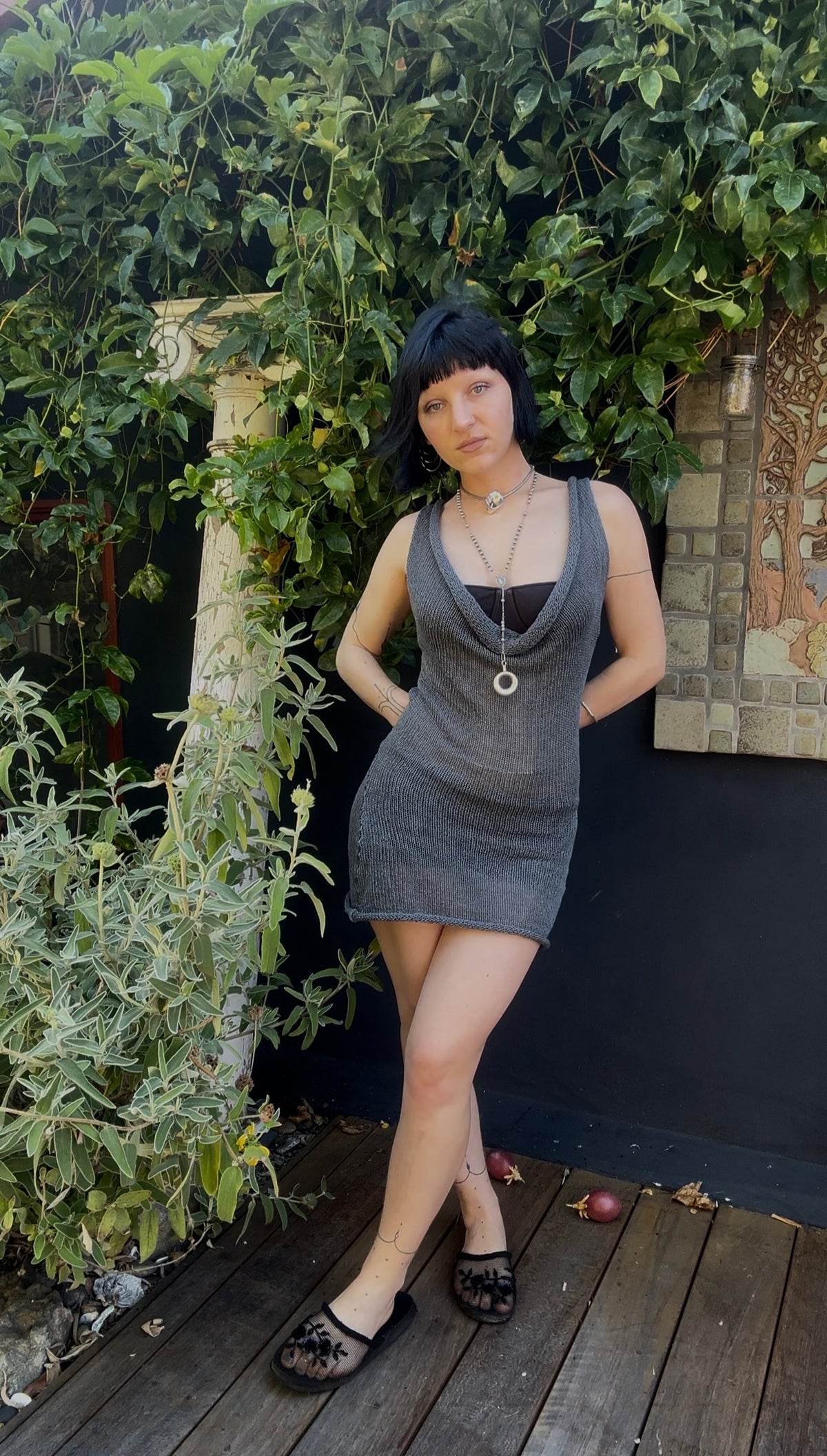 Brynhild Knit Cowl Neck Mini Dress