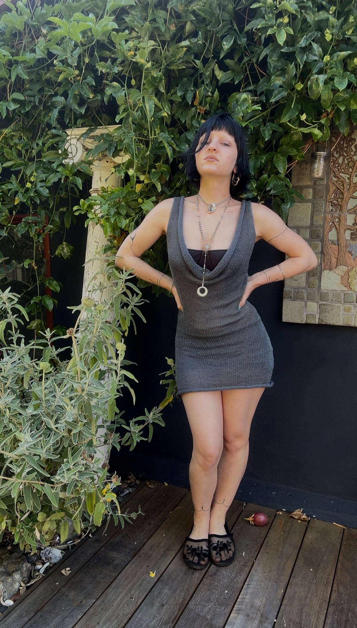 Brynhild Knit Cowl Neck Mini Dress