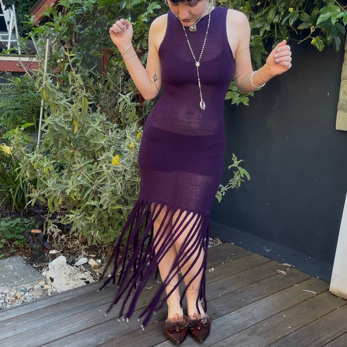 Tiamat High Neck Tassel Dress