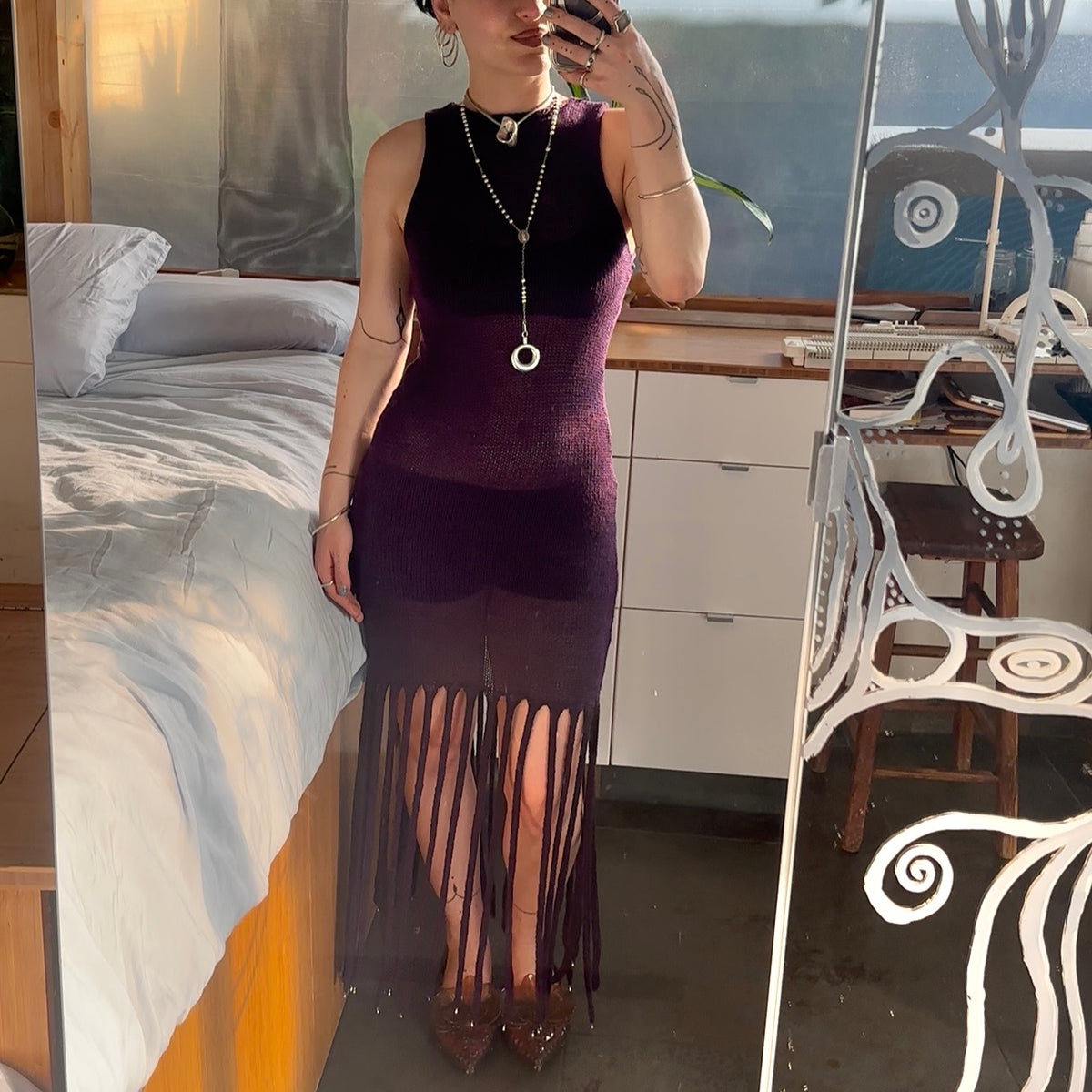 Tiamat High Neck Tassel Dress