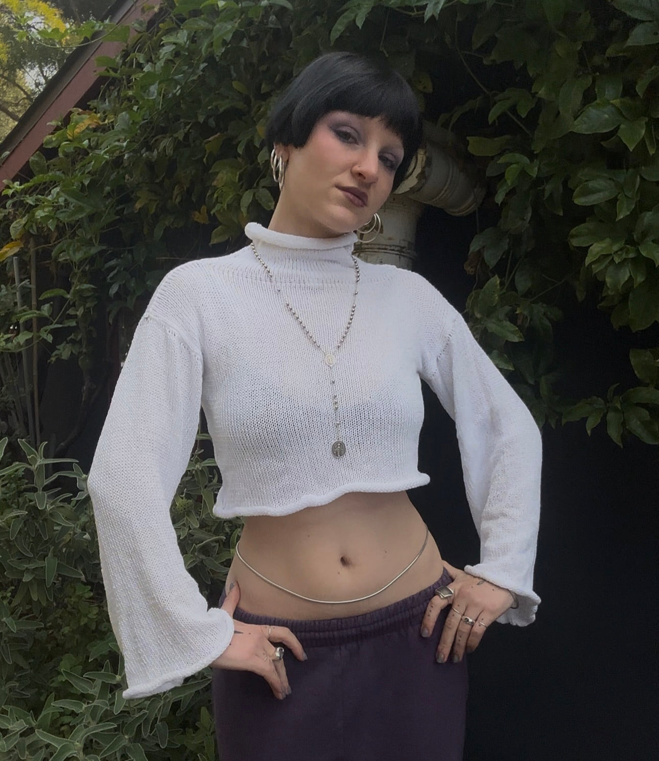 Lapiedra Mockneck Knit Crop Sweater