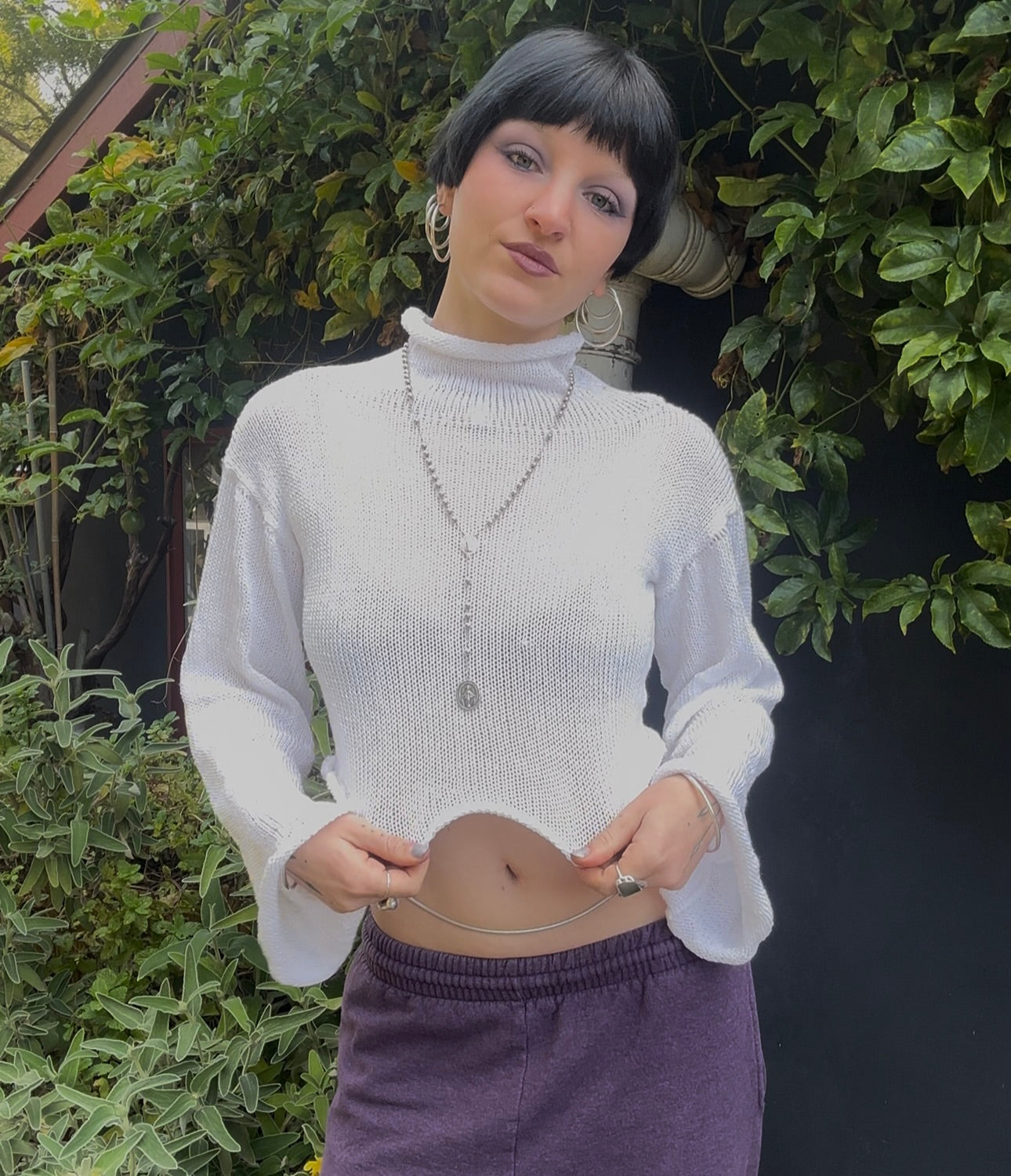 Lapiedra Mockneck Knit Crop Sweater