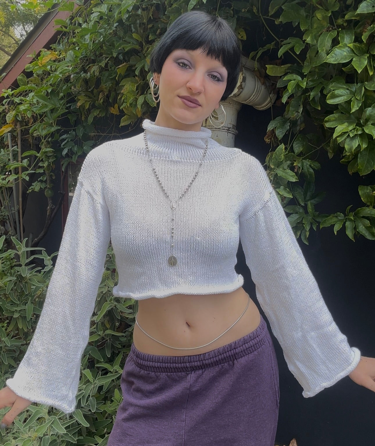 Lapiedra Mockneck Knit Crop Sweater