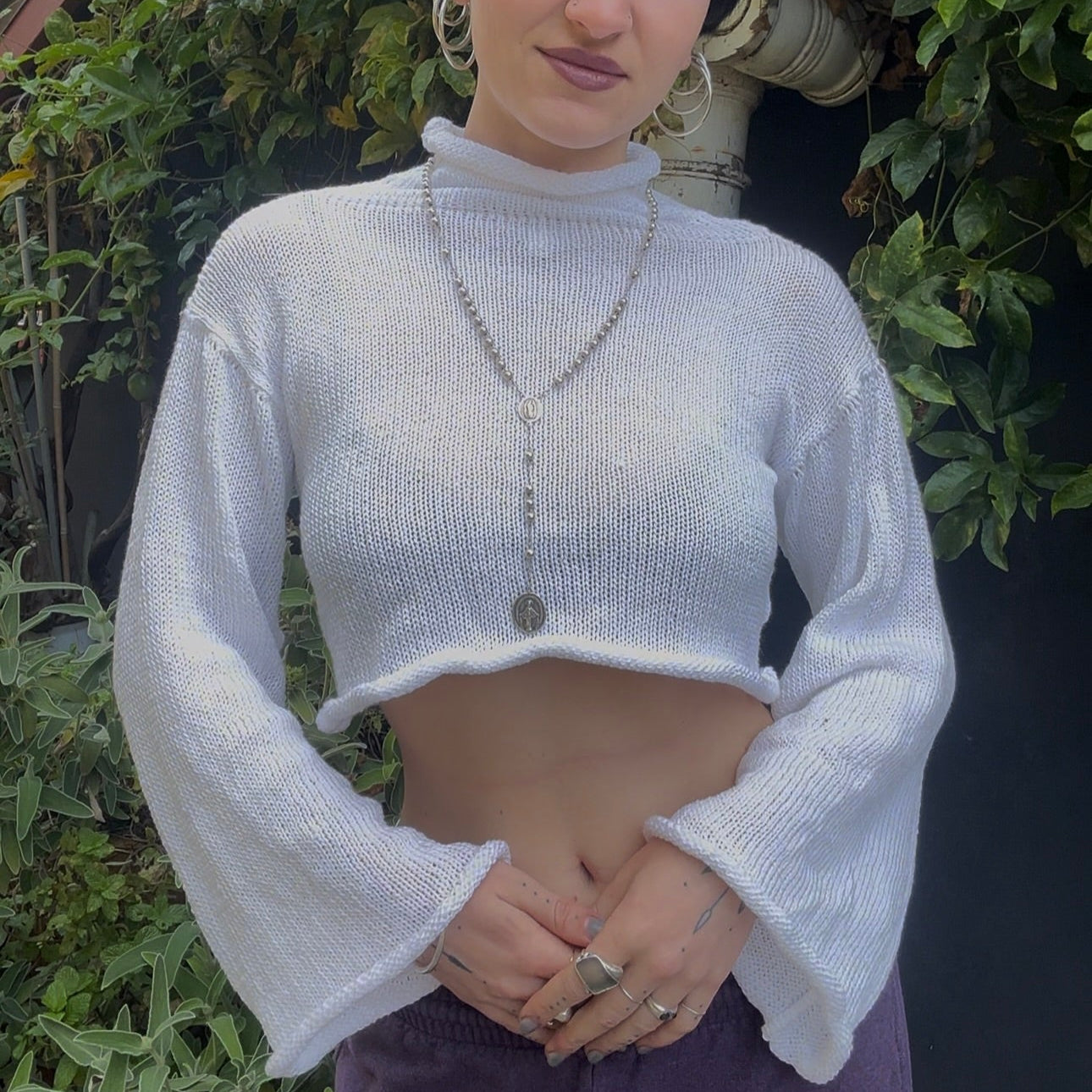 Lapiedra Mockneck Knit Crop Sweater